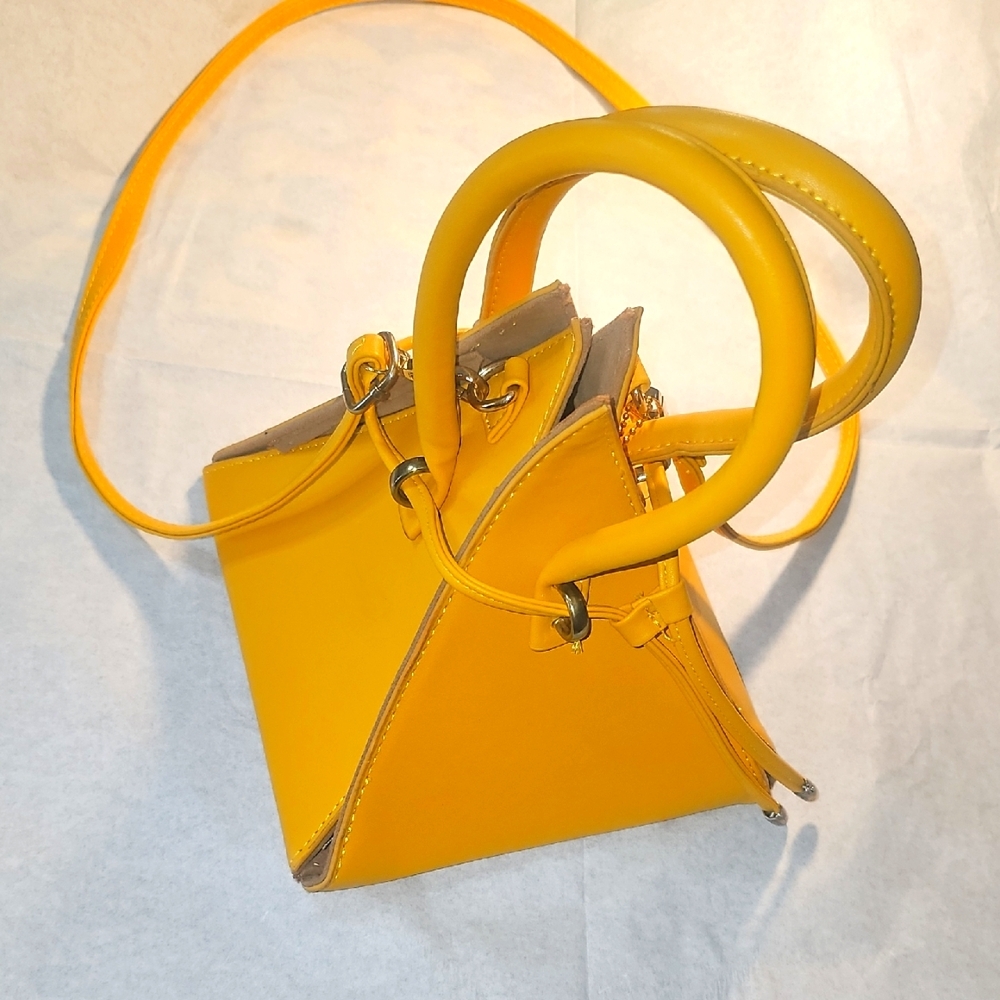 Mustard Yellow Unique Leather Handbag